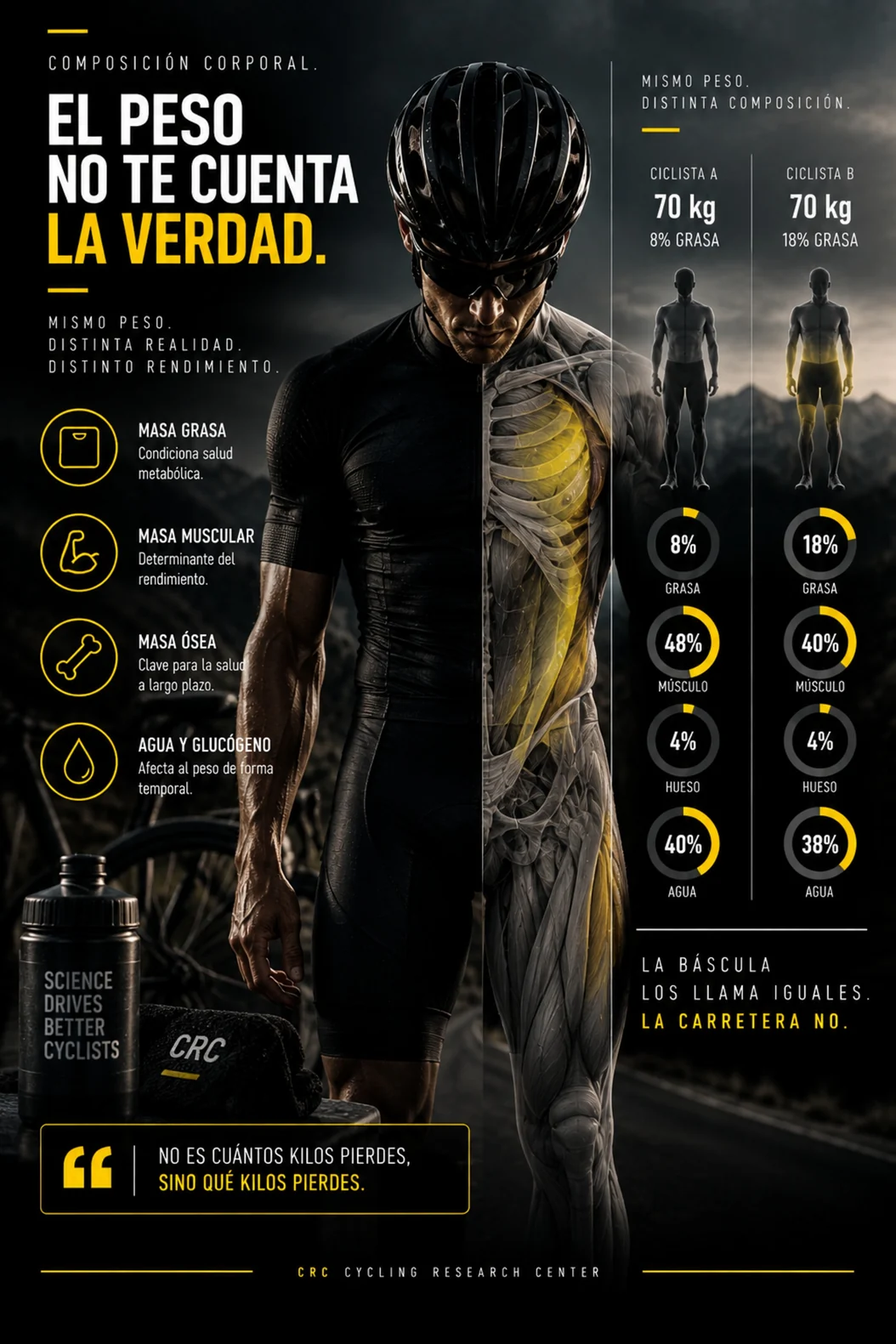 Composición corporal en ciclismo: mismo peso, distinta composición y distinto rendimiento