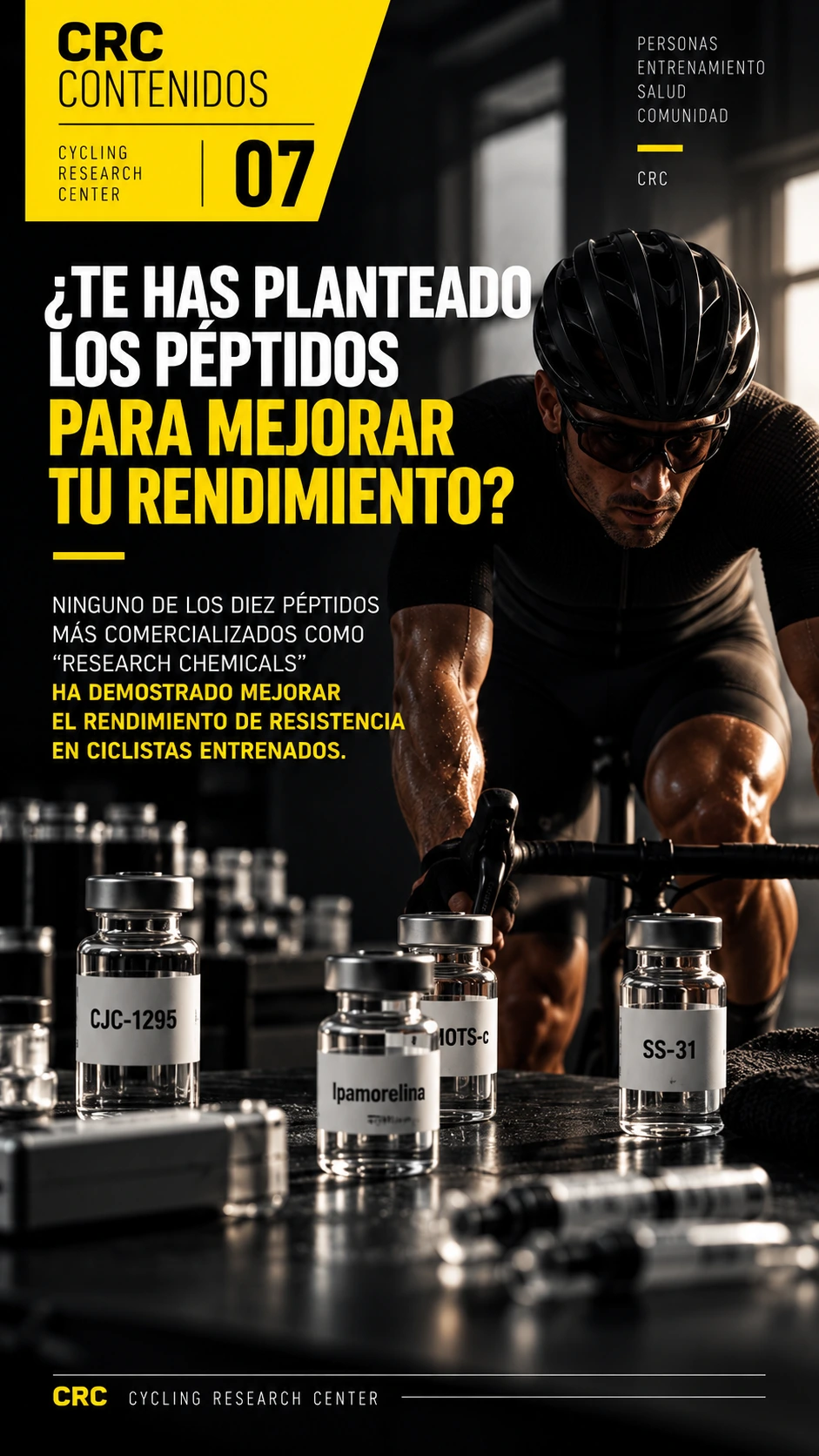 ¿Te has planteado los péptidos para mejorar tu rendimiento? CJC-1295, ipamorelina, MOTS-c y SS-31 en ciclismo